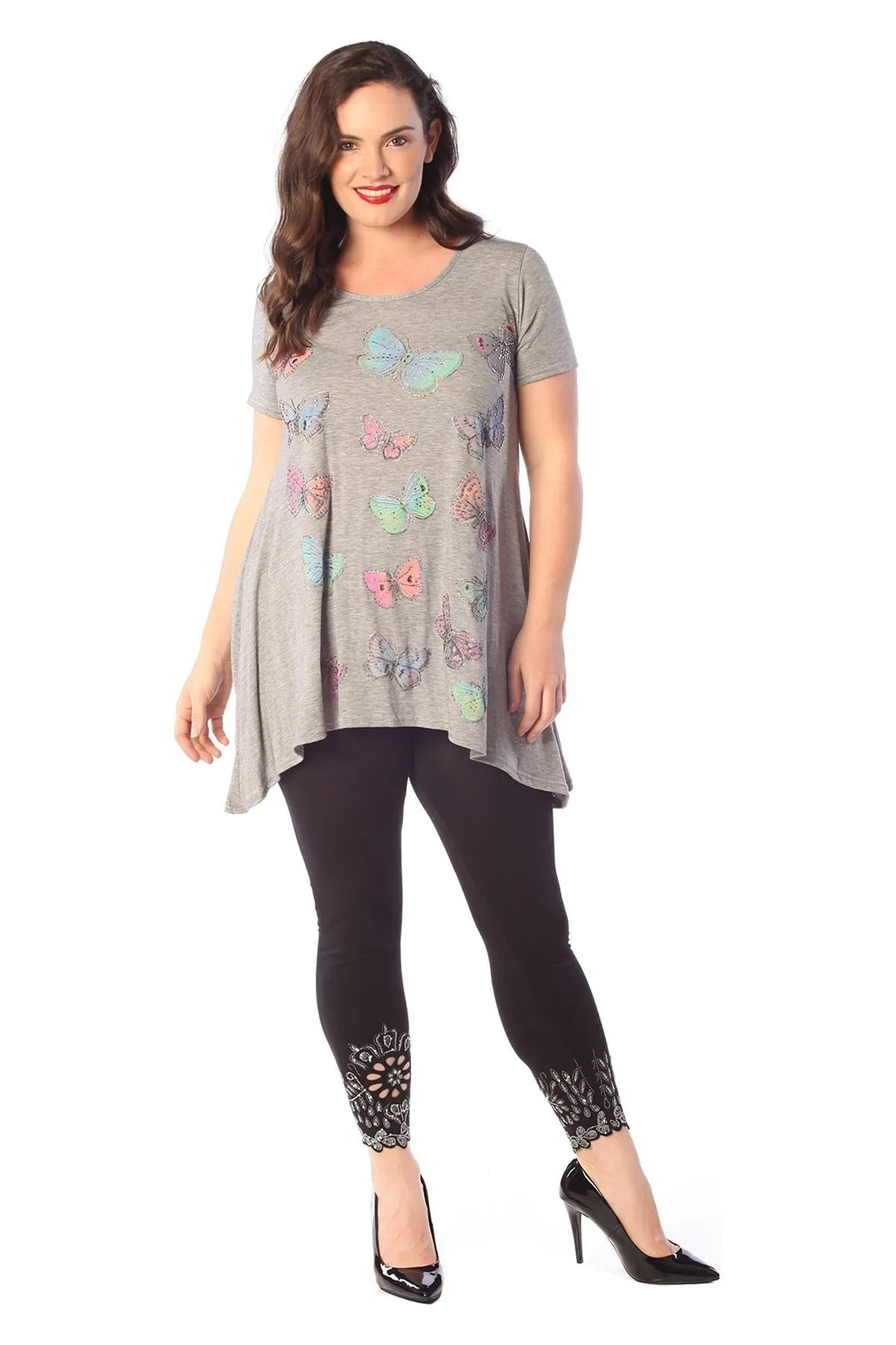Butterfly Hanky Hem Short Sleeve Top