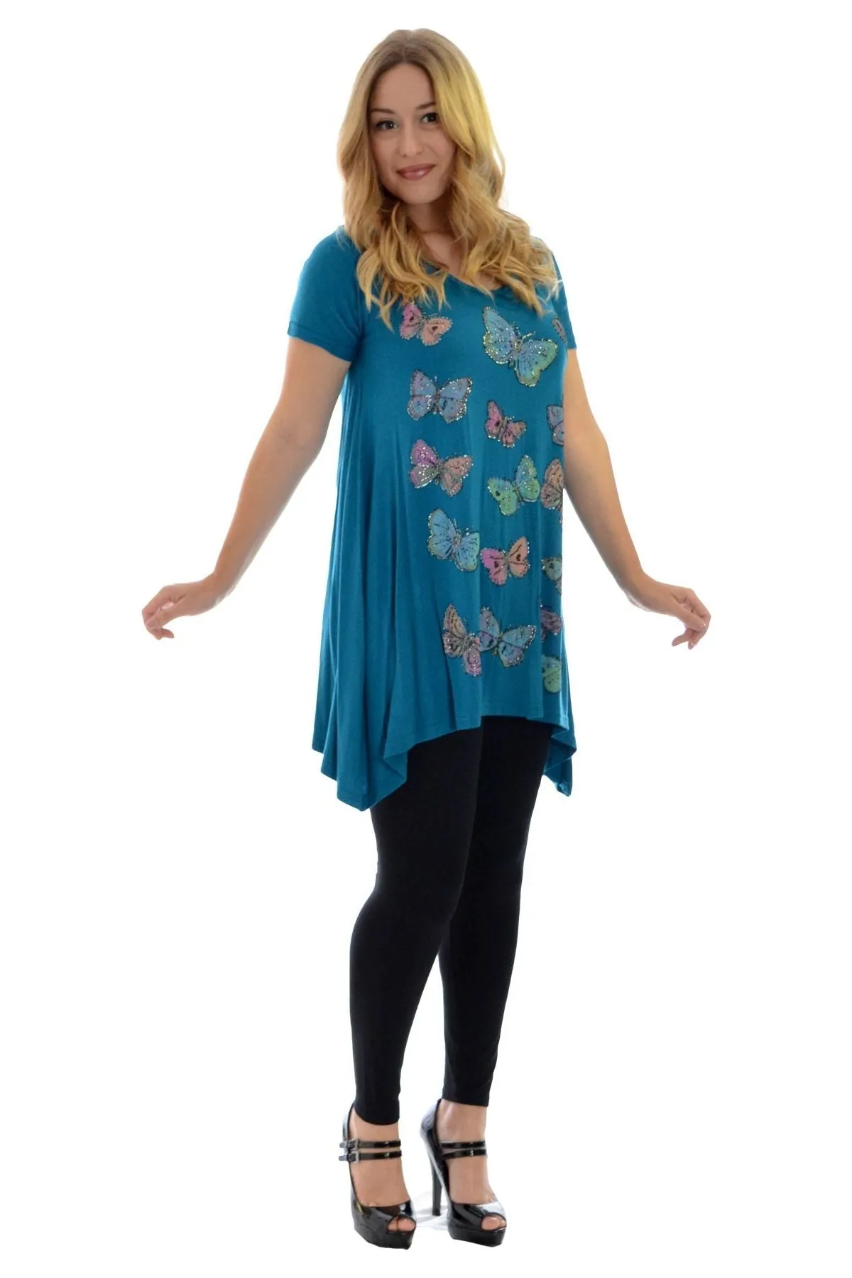 Butterfly Hanky Hem Short Sleeve Top