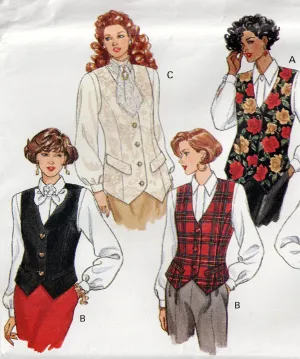 Butterick 6417 Womens Lined Vests in Regular or Longline Length 1990s Vintage Sewing Pattern Size XS - M UNCUT Factory Folded