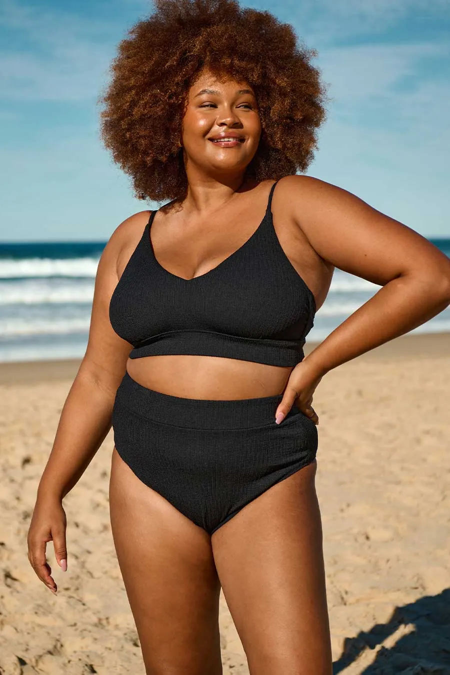 Byron Adjustable Bikini Top - Black Texture
