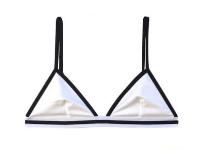 CALI DREAMING Lyra Bikini top in White w/ B W elastic