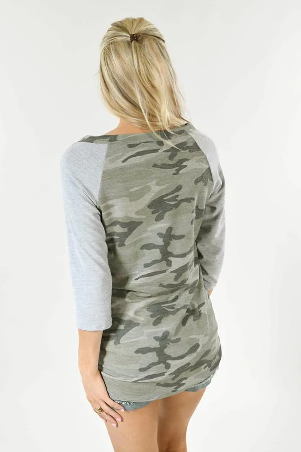 Camo Cutie 3/4 Sleeve Top