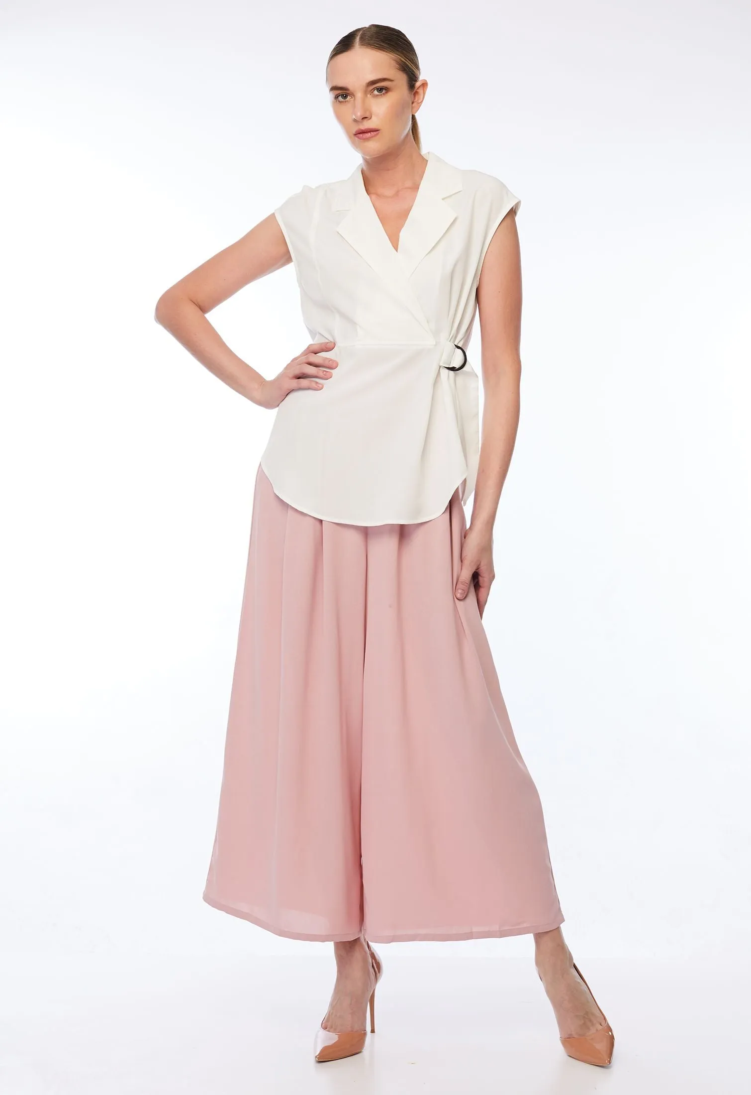 Cap Sleeve Wrap Side Blouse