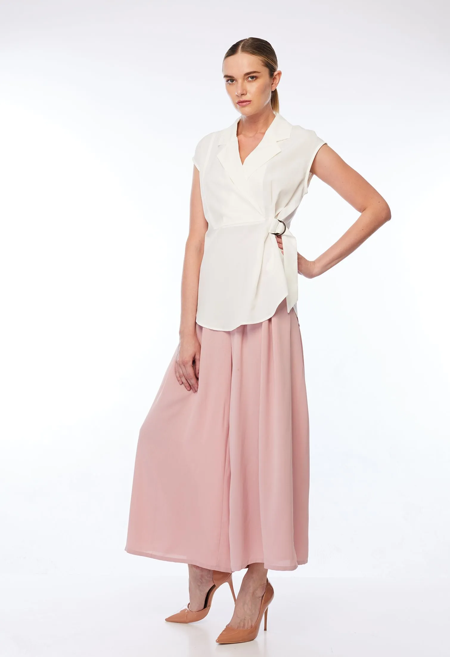 Cap Sleeve Wrap Side Blouse