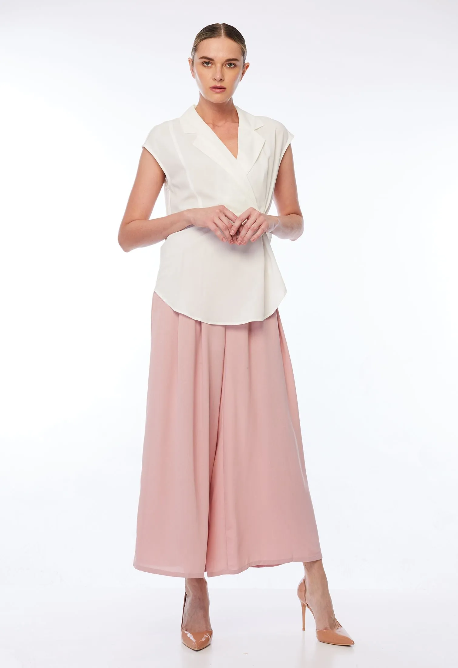 Cap Sleeve Wrap Side Blouse