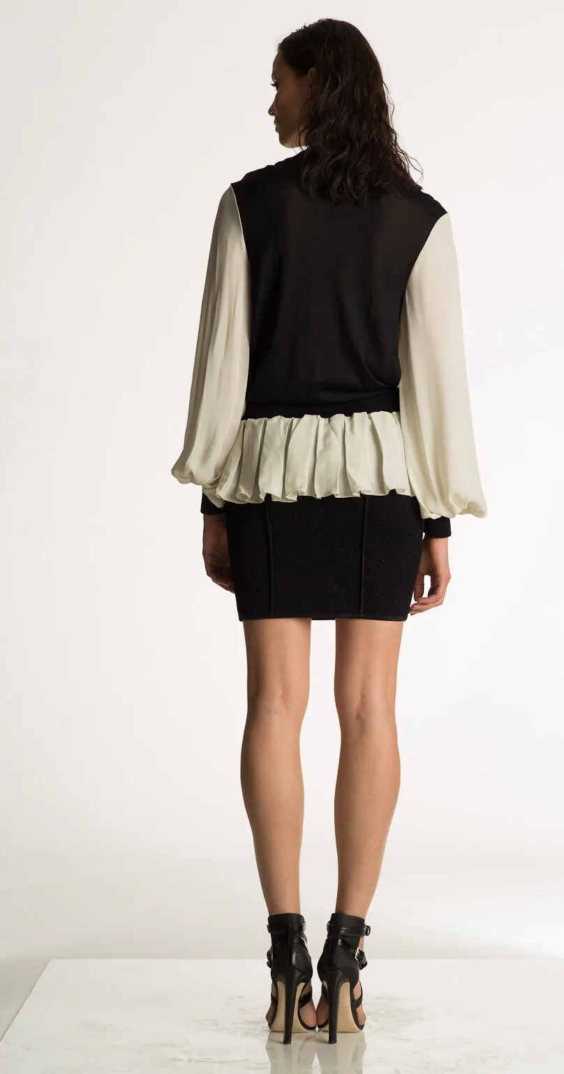 Carina - Long Sleeve, Georgette Box Pleat Silk Top