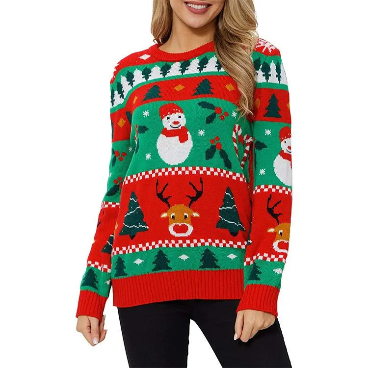 Casual Christmas Tree/Snowman Knitting Women Sweaters