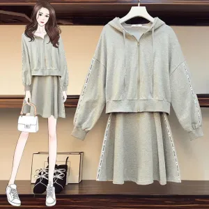 Casual Fashion 2 Pcs Women Set Cardigan Long Sleeve Loose Top   High Waist Hip Elastic Wide Leg Skirt Wild Suit