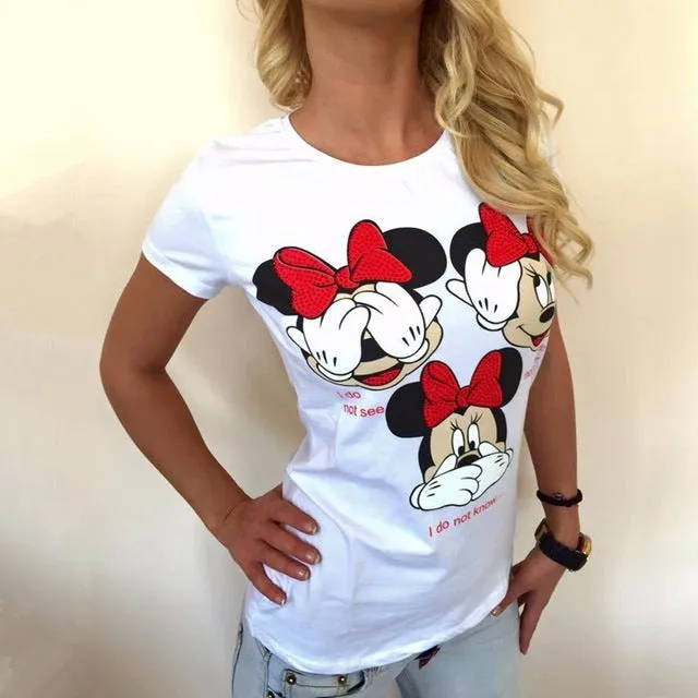 Casual Funny Mouse Tops Tees