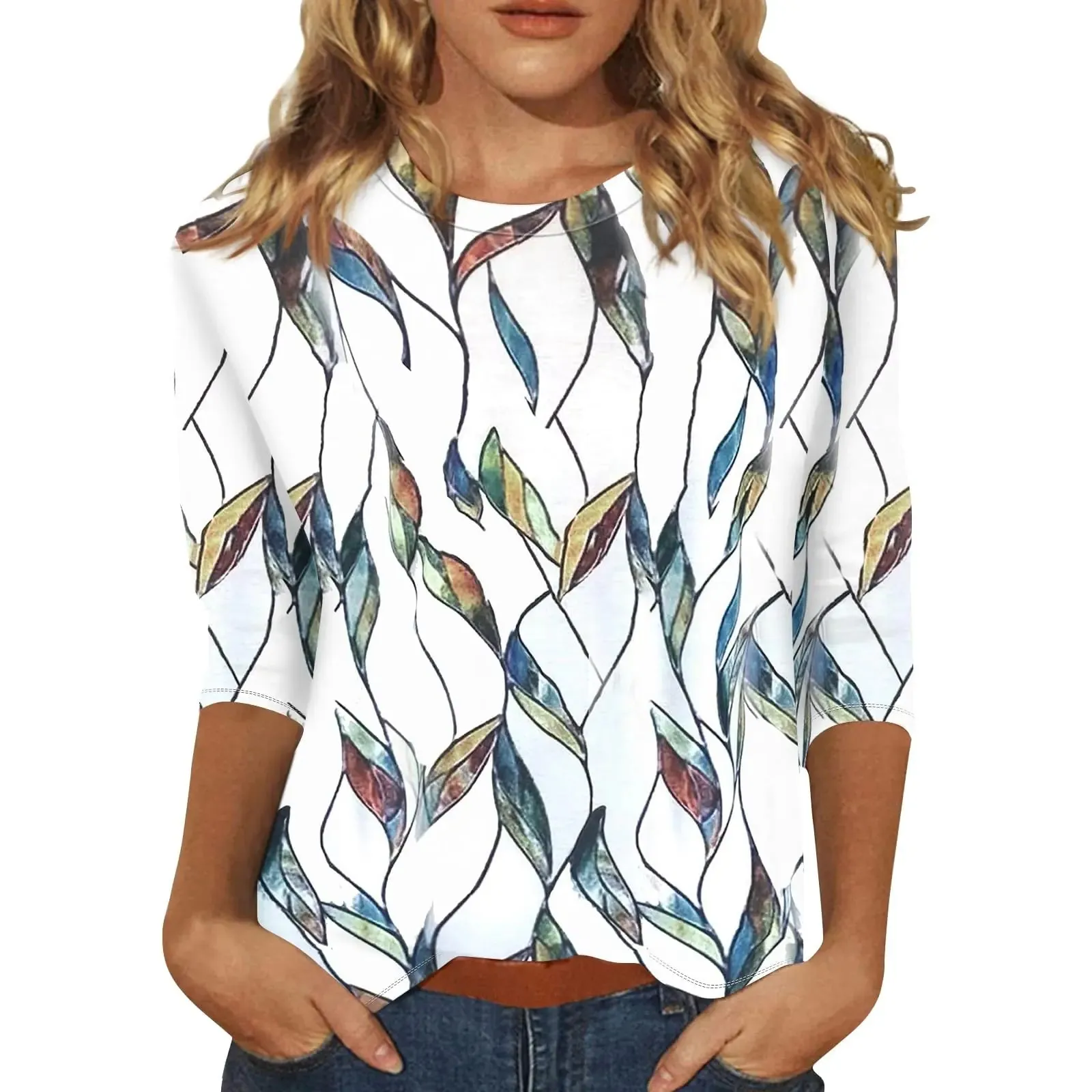 Casual Long Sleeve Crewneck Floral Blouse