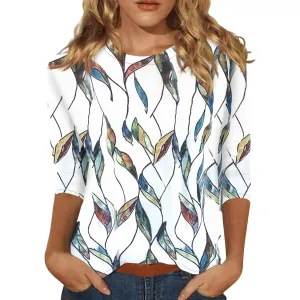 Casual Long Sleeve Crewneck Floral Blouse