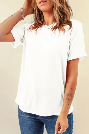 Casual Plain Crew Neck Tee