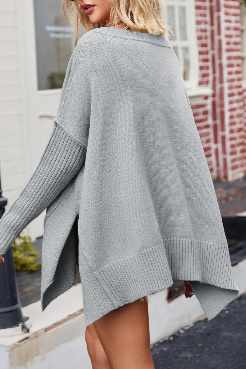 Casual Simplicity Solid Slit V Neck Tops