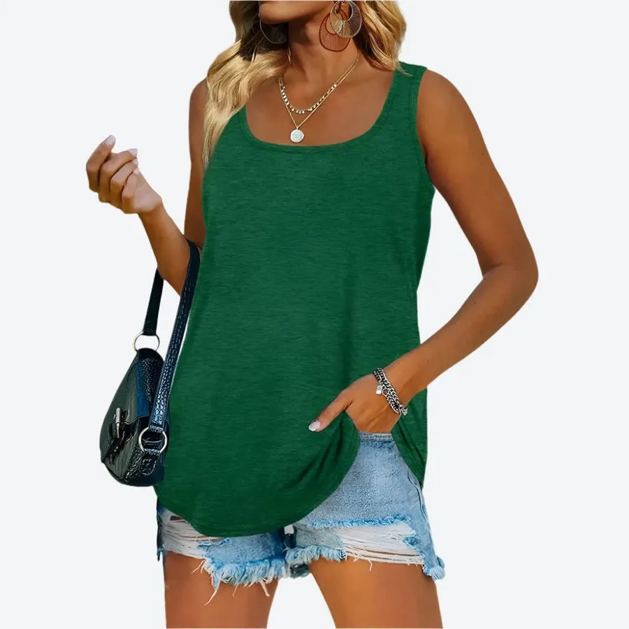 Casual Sleeveless Round Neck Tops