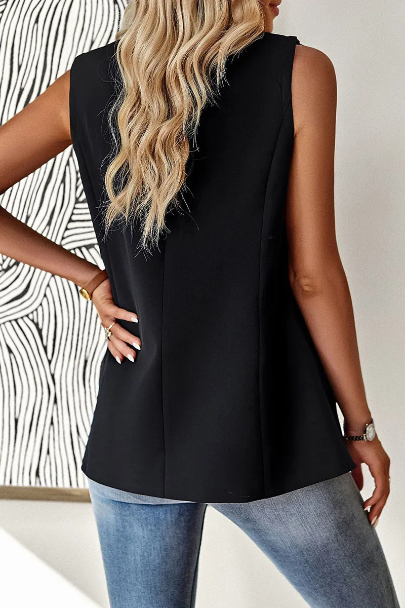 Casual Solid Buttons Turn-back Collar Tops