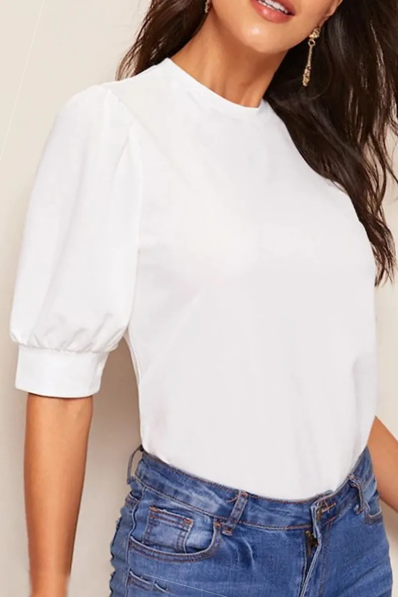 Casual Solid Split Joint O Neck Tops