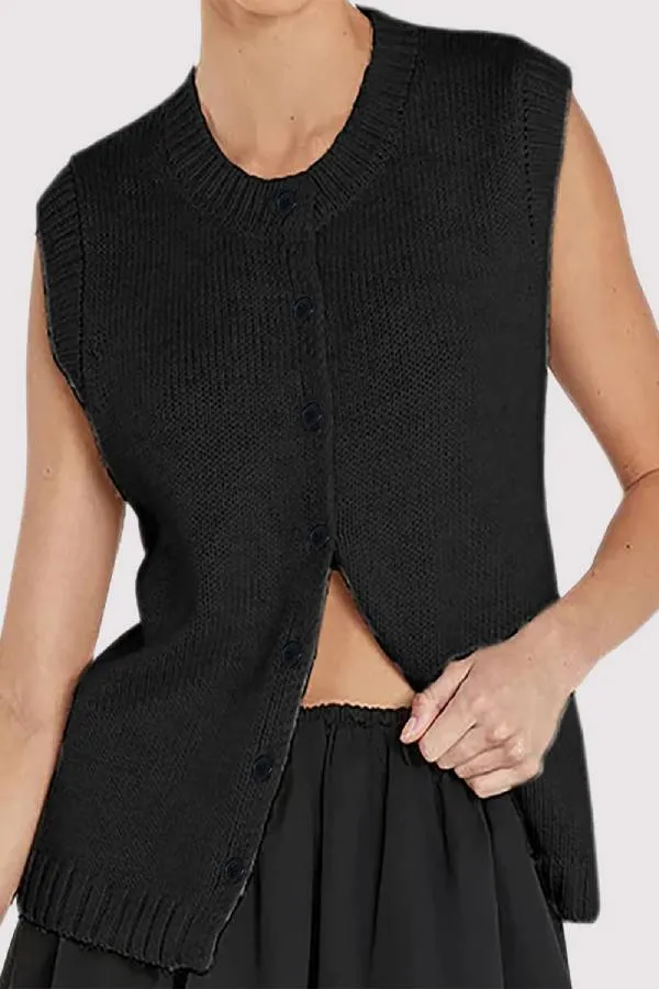 Casual Street Solid Color Buckle O Neck Tops