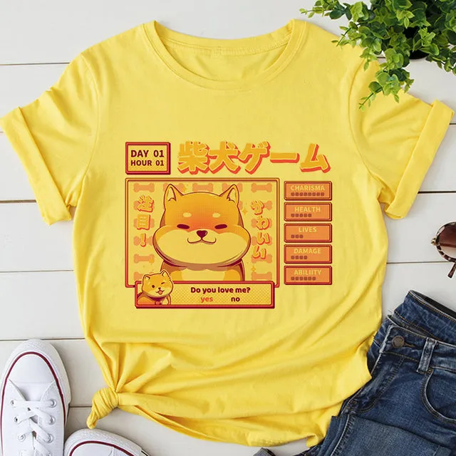Cat Anime Graphic Print T-shirt Women Summer Fashion Tshirt Aesthetic White Tops Female T Shirt