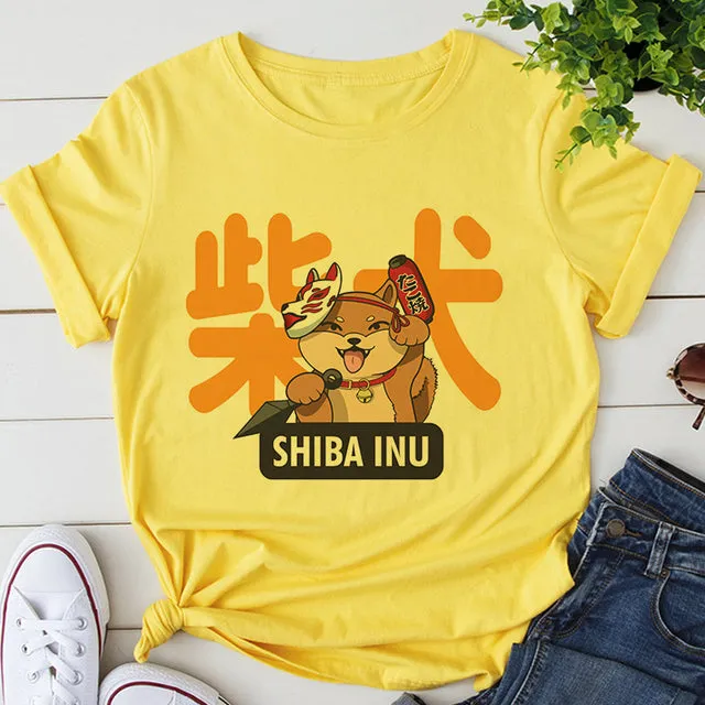 Cat Anime Graphic Print T-shirt Women Summer Fashion Tshirt Aesthetic White Tops Female T Shirt