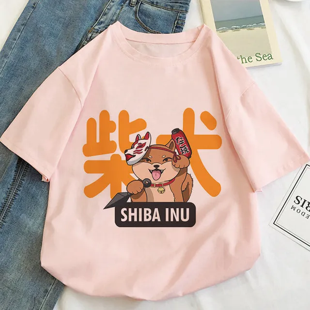 Cat Anime Graphic Print T-shirt Women Summer Fashion Tshirt Aesthetic White Tops Female T Shirt