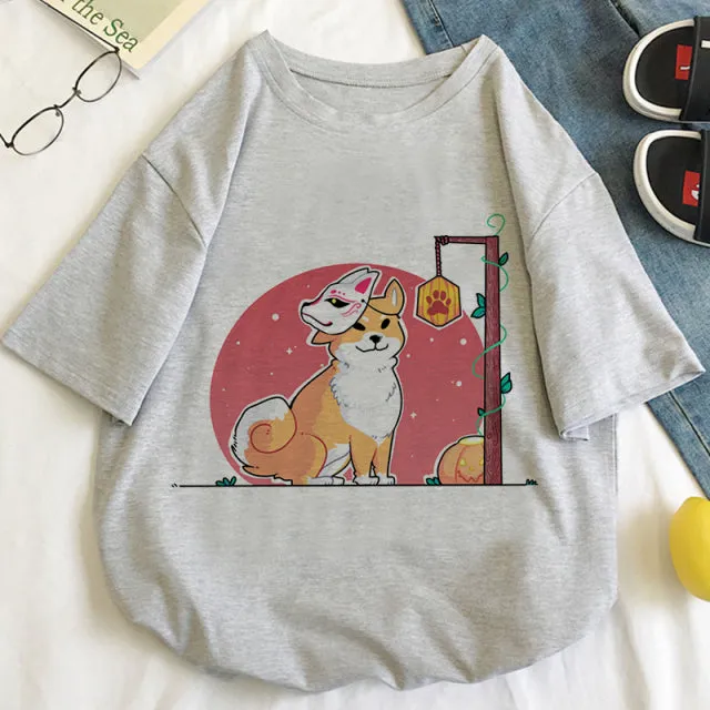 Cat Anime Graphic Print T-shirt Women Summer Fashion Tshirt Aesthetic White Tops Female T Shirt