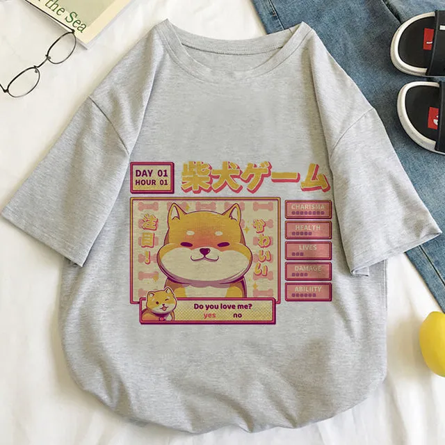 Cat Anime Graphic Print T-shirt Women Summer Fashion Tshirt Aesthetic White Tops Female T Shirt