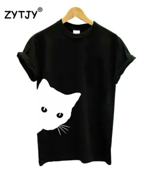 Cat looking out side Print Women tshirt Cotton Casual Funny t shirt For Lady Girl Top Tee Hipster Tumblr Drop Ship Z-1056