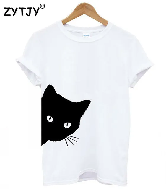 Cat looking out side Print Women tshirt Cotton Casual Funny t shirt For Lady Girl Top Tee Hipster Tumblr Drop Ship Z-1056