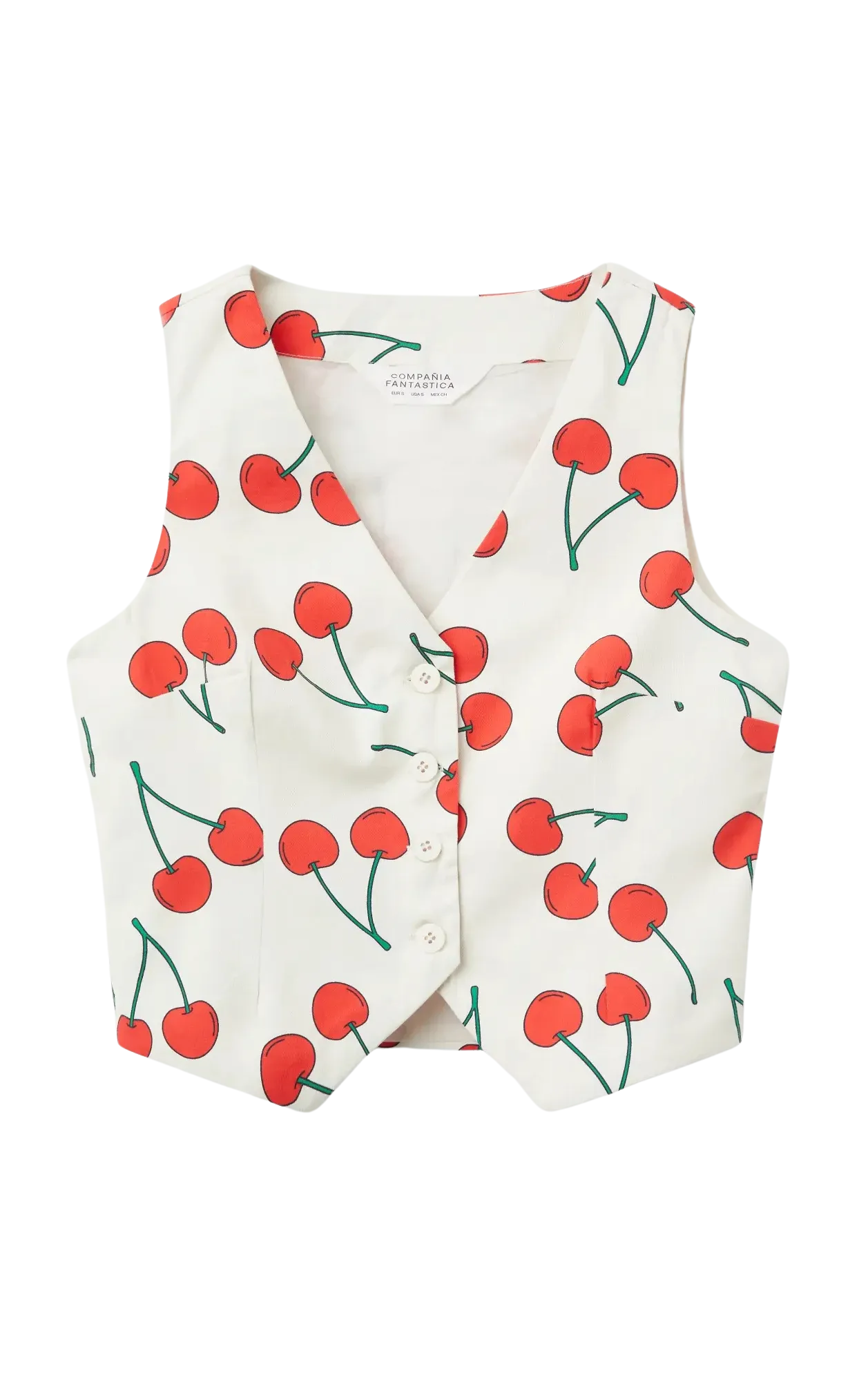 Cherry Print Tailored Vest