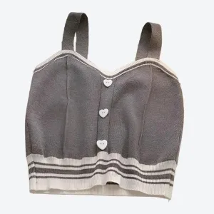 Chic Button-Front Knit Crop Tops