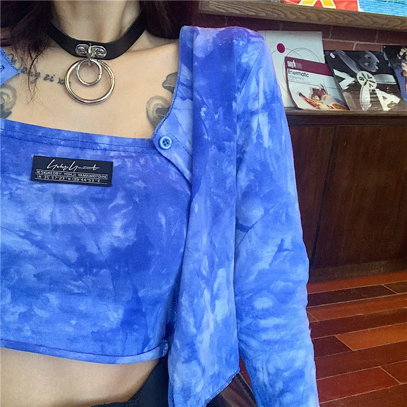 CHIC HARAJUKU TIE-DYE CAMISOLE   CARDIGAN UB2725