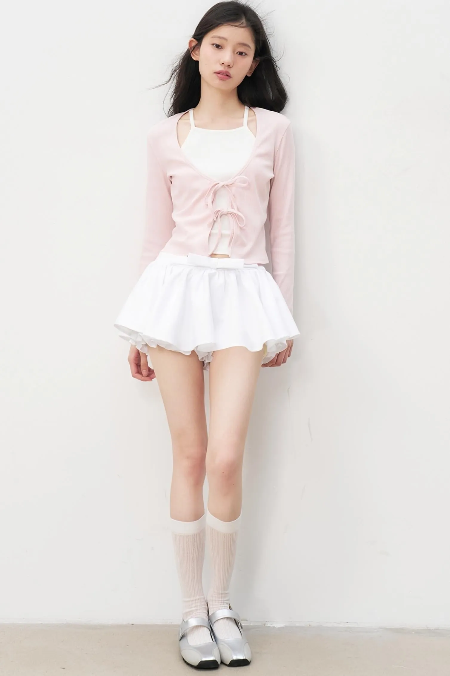 Chic Pink & White Bow Knit Sweater