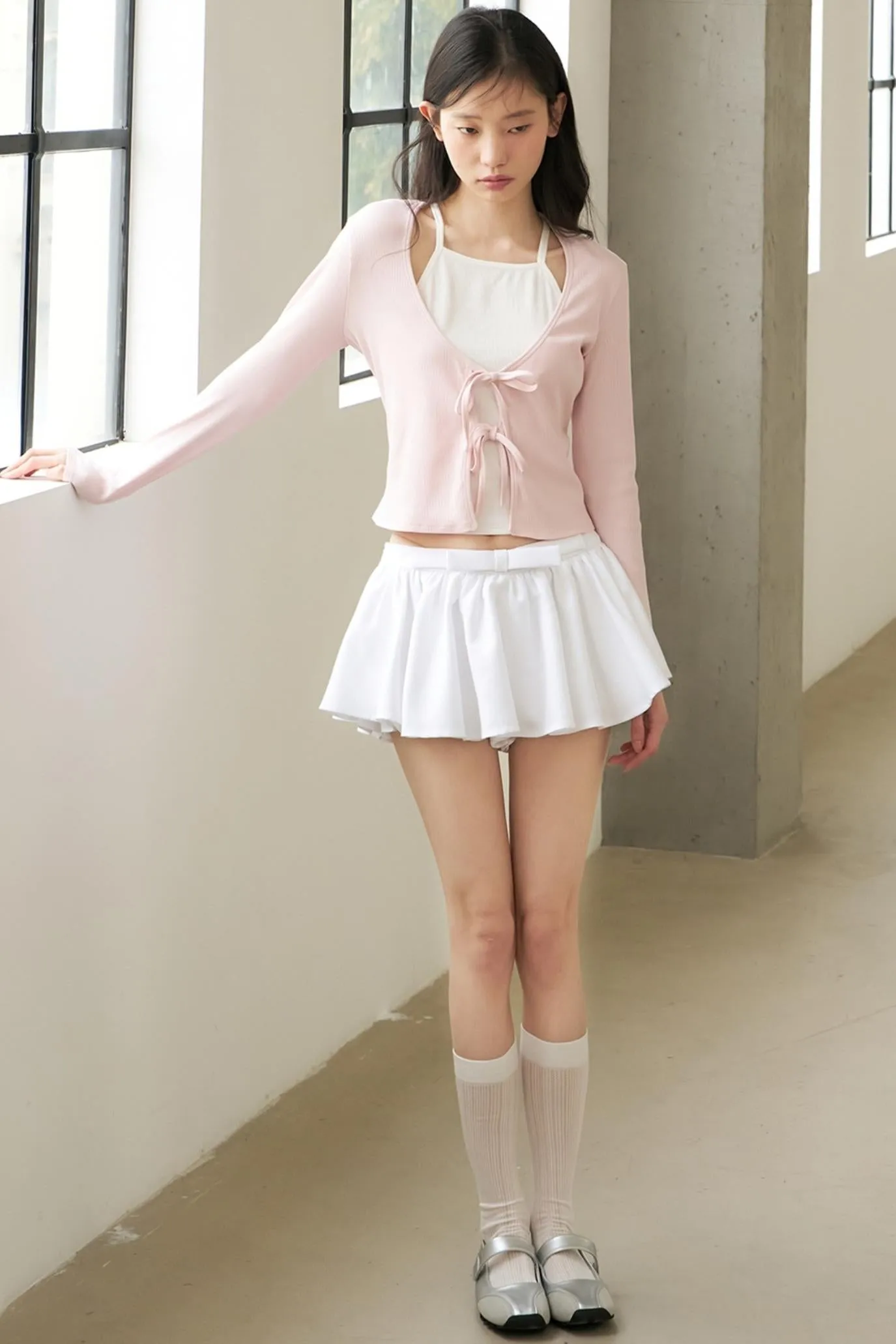 Chic Pink & White Bow Knit Sweater