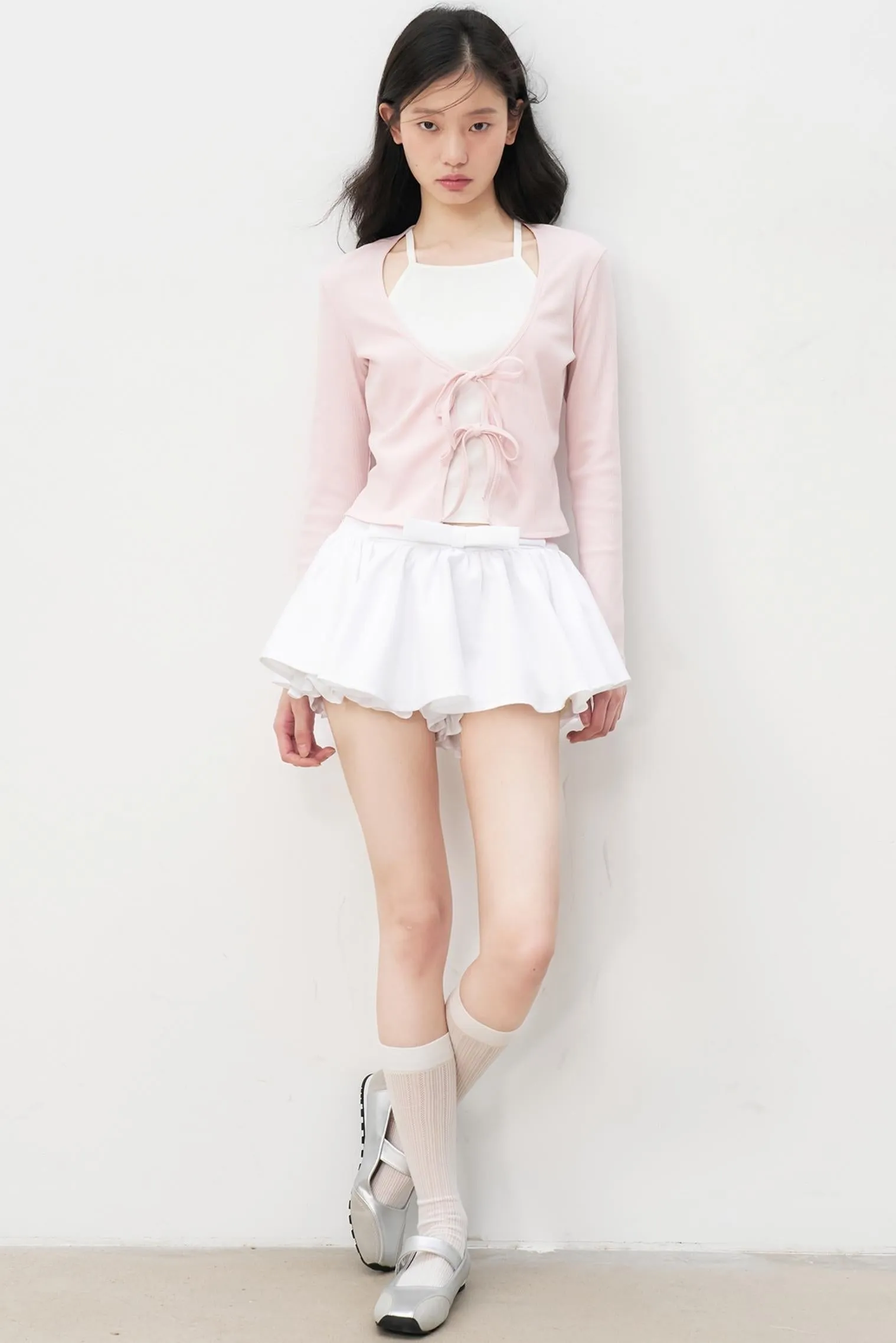 Chic Pink & White Bow Knit Sweater