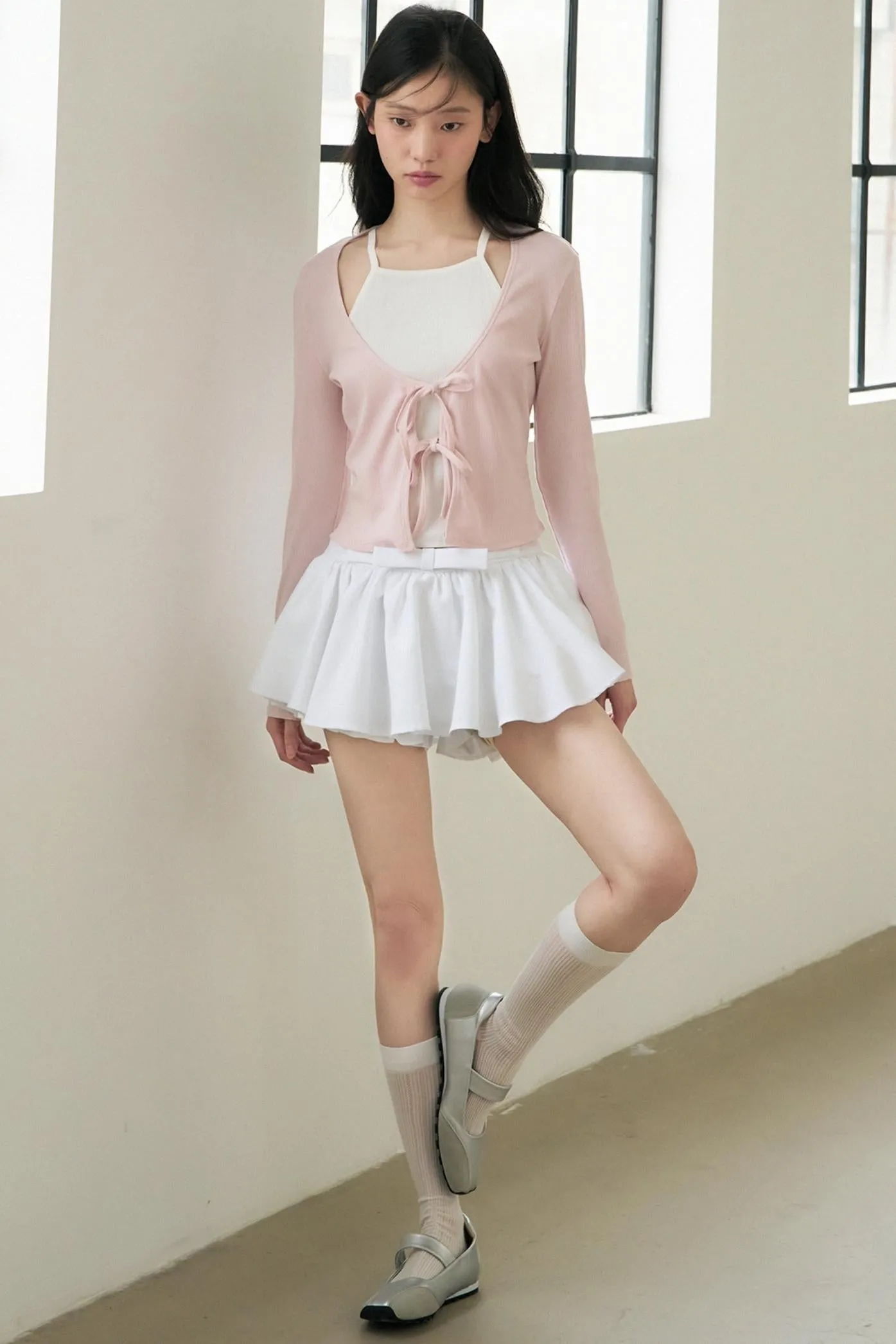 Chic Pink & White Bow Knit Sweater