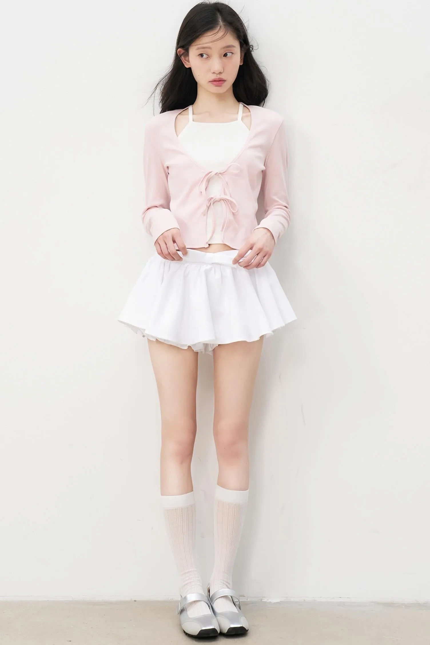 Chic Pink & White Bow Knit Sweater