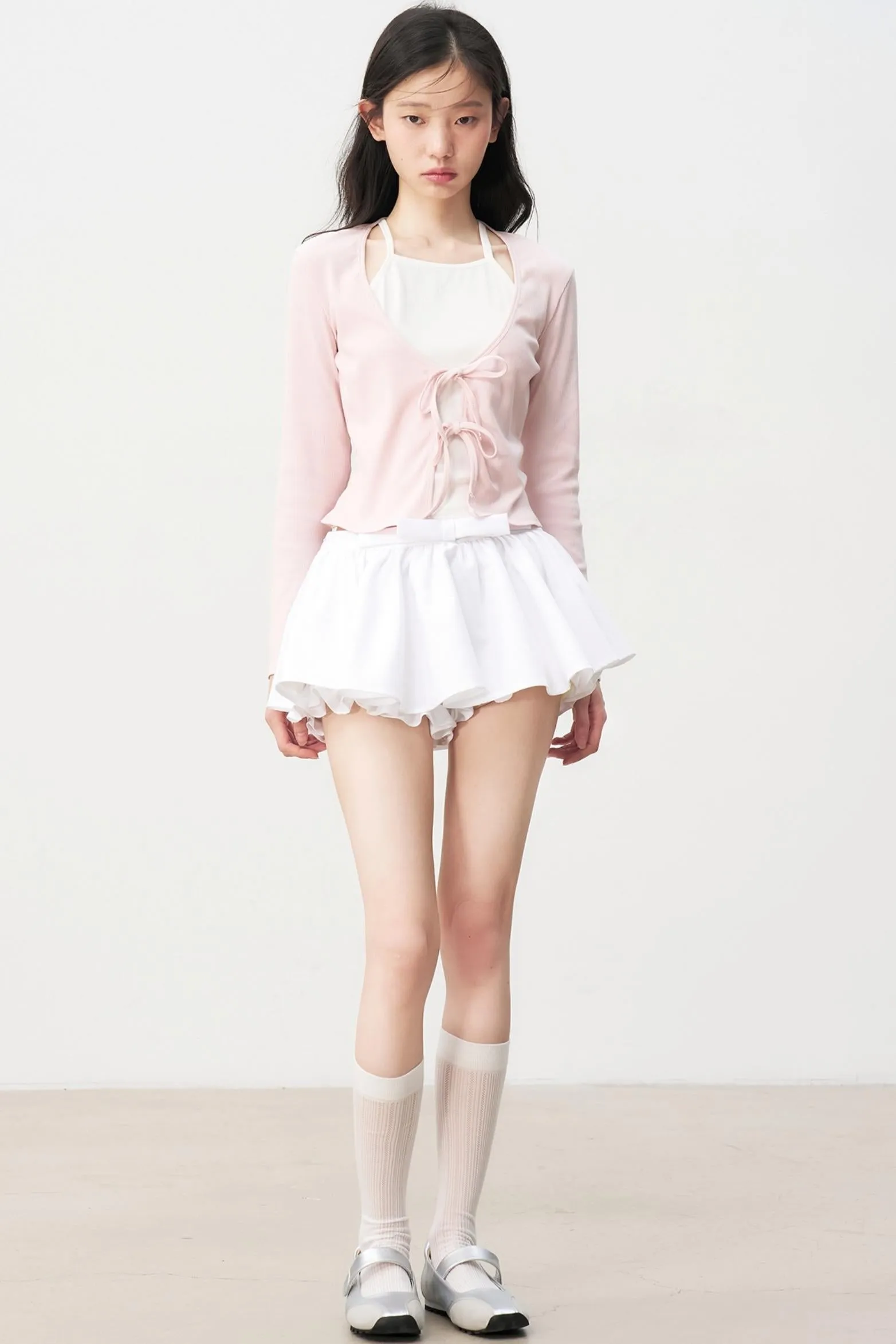 Chic Pink & White Bow Knit Sweater
