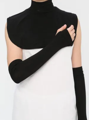 Chic Shoulder Drape with High Neckline | Black