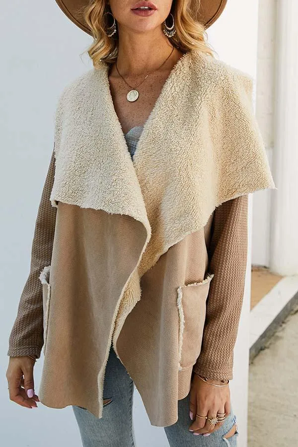 chicindress Solid Plush Irregular Coat
