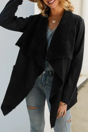 chicindress Solid Plush Irregular Coat