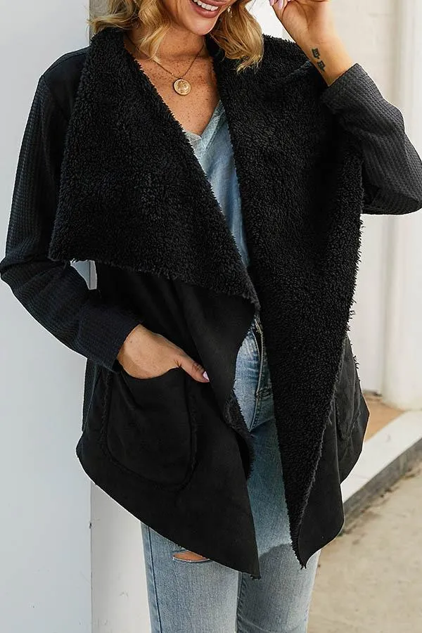 chicindress Solid Plush Irregular Coat