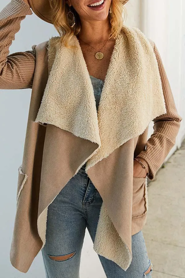 chicindress Solid Plush Irregular Coat