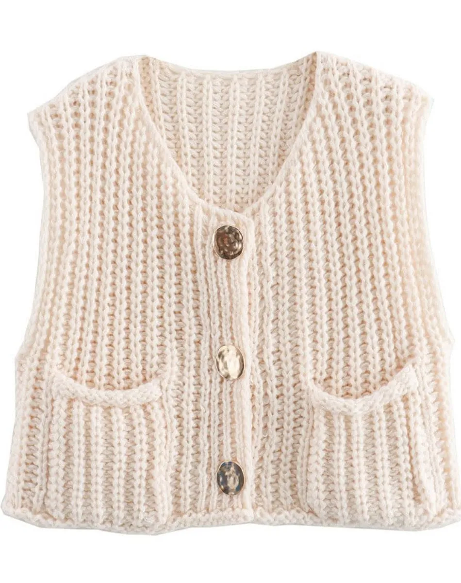 Chouyatou Women Chunky Knit Vest Button Down Sleeveless Sweater Tank Tops Going Out Outfits