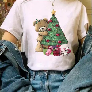Christmas Tree and Bear Women's T-Shirt