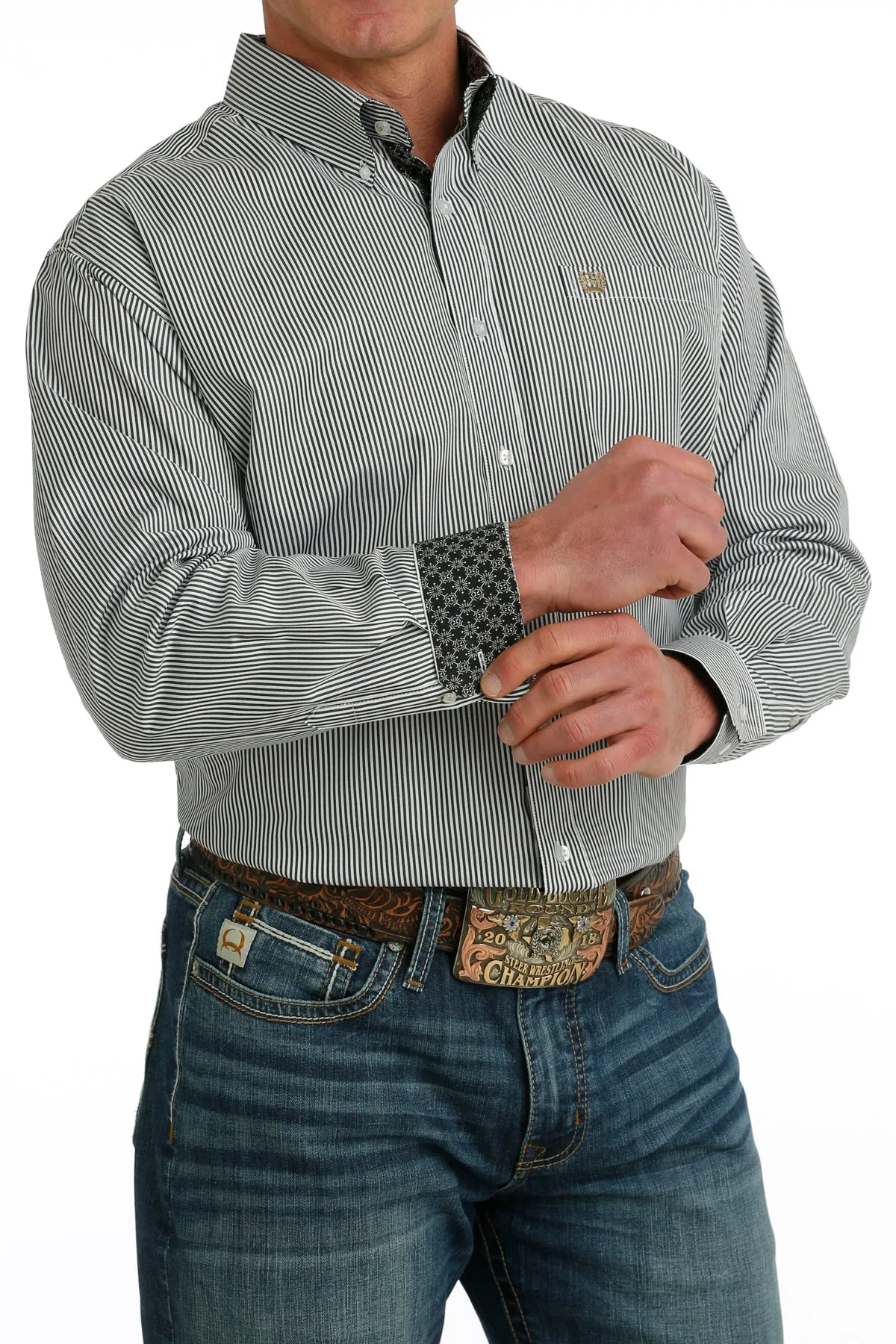 Cinch MTW1105722 MNS Wht LS Stripe