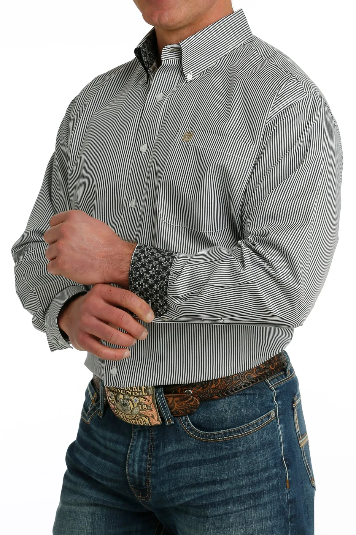 Cinch MTW1105722 MNS Wht LS Stripe