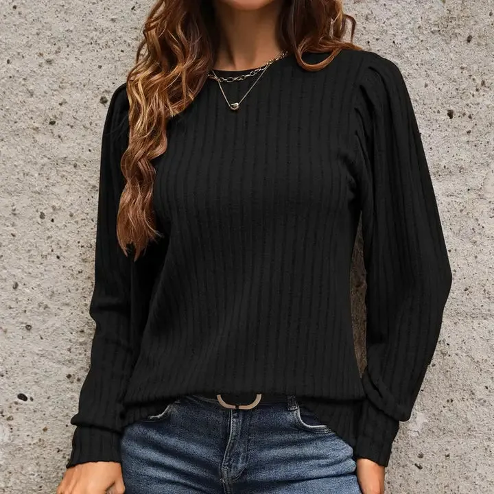 Claira Ribbed Top - Black