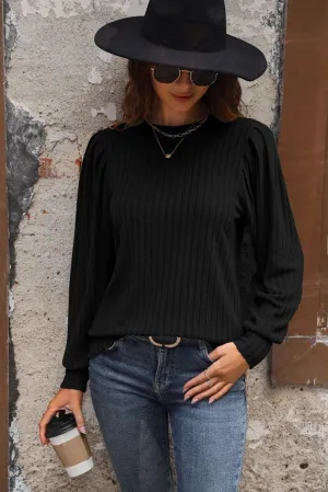 Claira Ribbed Top - Black