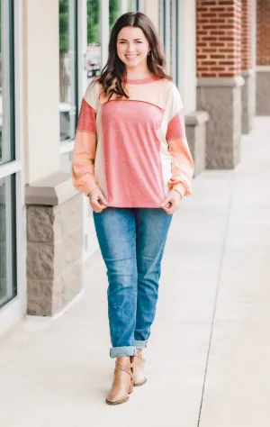 Classic Fall Colorblock Long Sleeve Tee