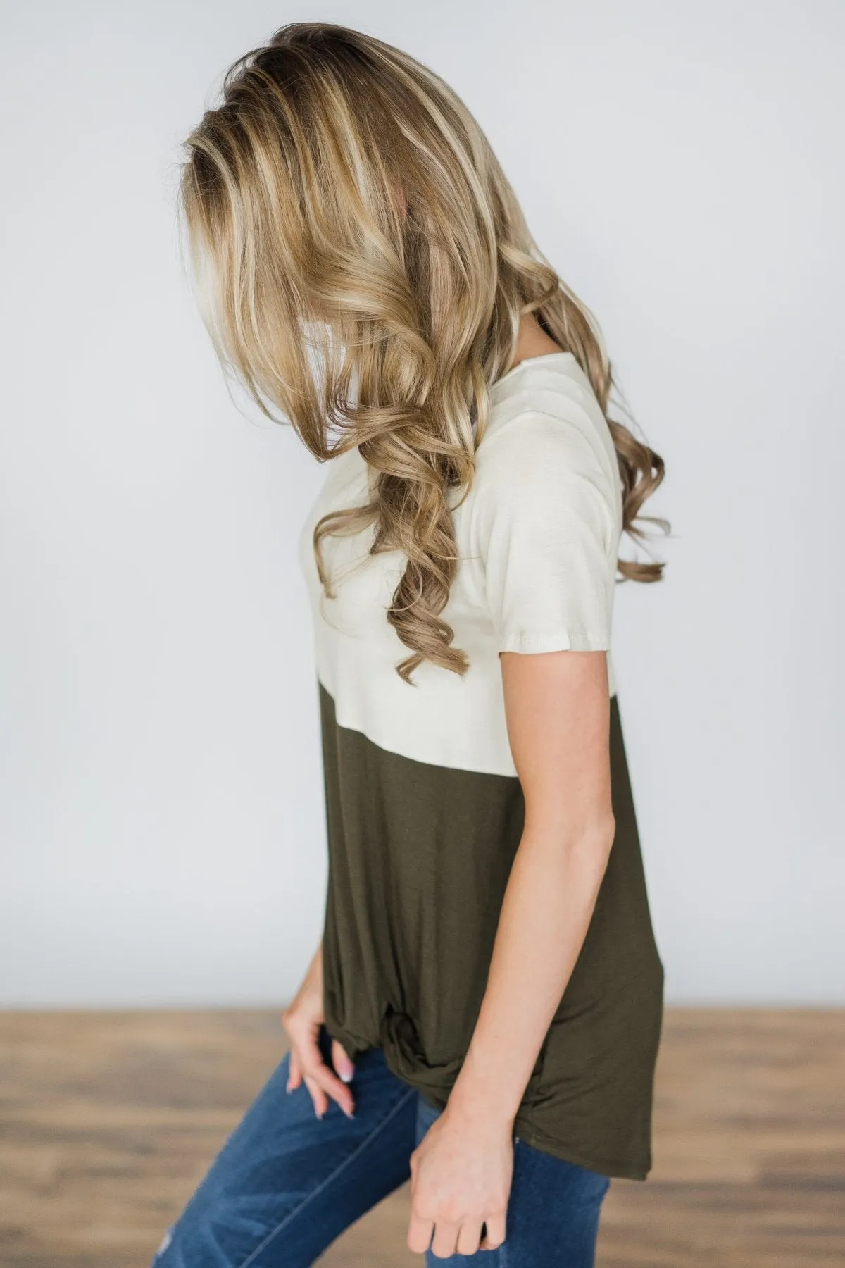 Classic Olive & Ivory Knot Top